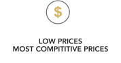 LOW PRICES MOST COMPITITIVE PRICES